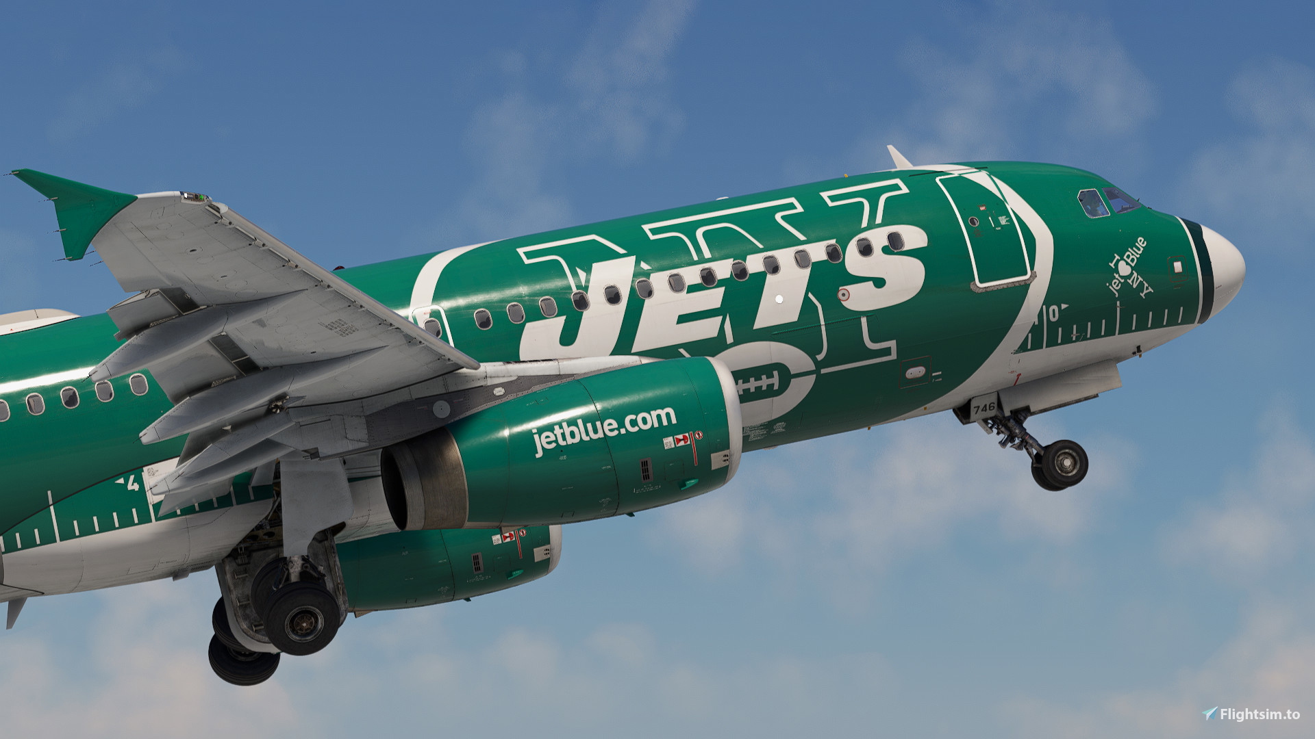 JetBlue 'NY Jets' | N746JB | w/Cabin | Fenix A320 V2 (8K + 4K) - Image 1