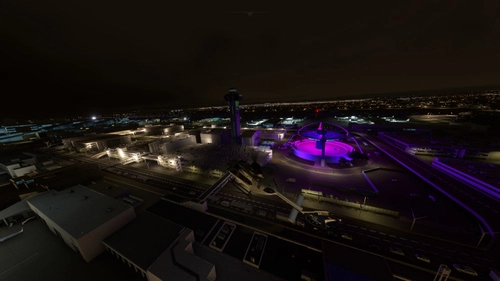 KLAX Los Angeles Theme Building Lightning
