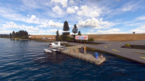KSFF – Felts Field float plane docks, seaplane ramp, and water runway, Spokane, Washington