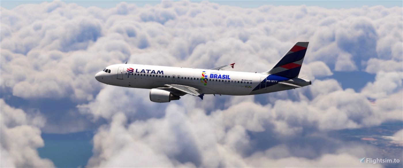 LATAM Airlines Brasil (Conheça o Brasil Voando - PR-MYV), Fenix Airbus  A320 v2 (CFM), 4K + Cabin für Microsoft Flight Simulator