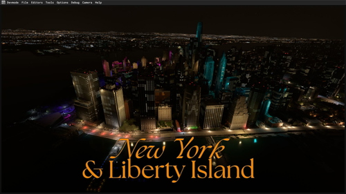 Liberty Island and Battery Park Side  New York  Night Lighting