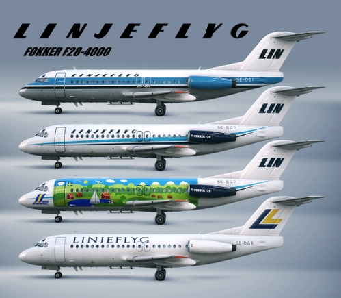 Linjeflyg - 4 liveries / Fokker F28-4000