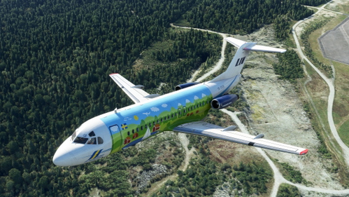 Linjeflyg  "Sweden is fantastic" Fokker F28 Mk 4000 SE-DGR circa 1986 - with cabin