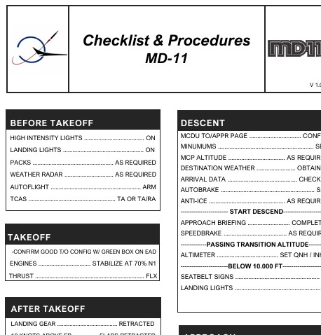 MD-11 Checklist - User Content for MSFS | Flightsim.to