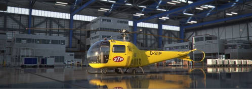 microsoft-aircraft Bell 47J Ranger White ,Green;Yellow and  Red