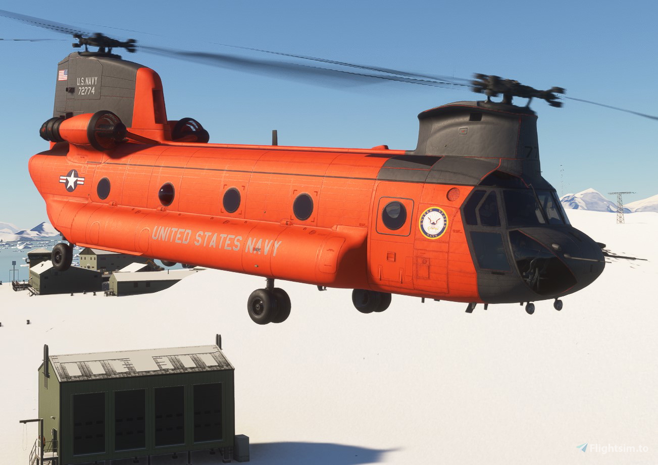 Miltech Chinook CH47D- US NAVY-Orange for Microsoft Flight 