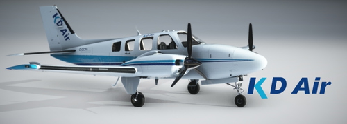 MSFS 2020 Asobo Default Beechcraft Baron G58 in a (Now defunct) KD Air livery.