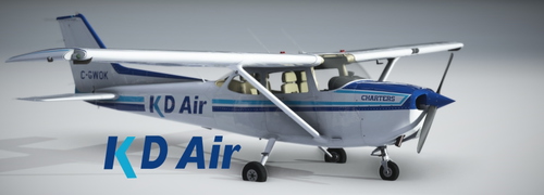MSFS 2020 Cessna 172 in (Now defunct) KD Air, C-GWOK livery (No Wheel Pants).