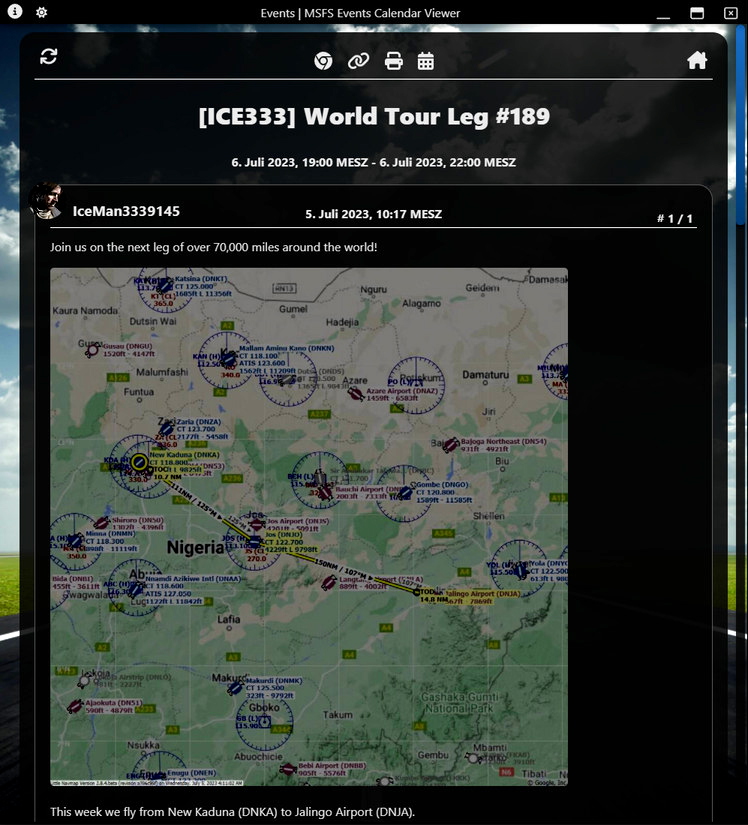 MSFS Events Calendar Viewer for Microsoft Flight Simulator MSFS