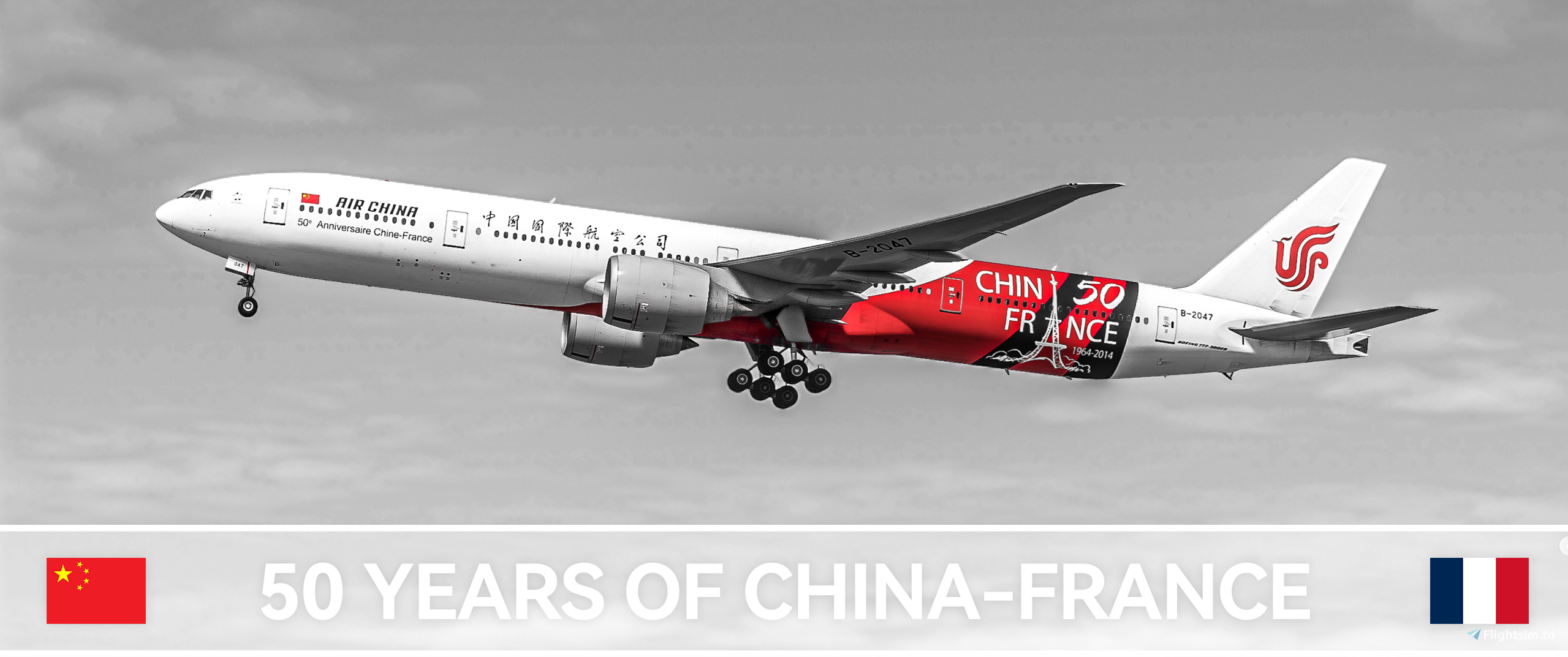 [MSFS Livery] PMDG B777-300ER | Air China | 50 Years of China-France (B-2047 - 2022) - Image 1