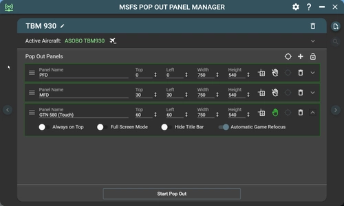 MSFS Pop Out Panel Manager