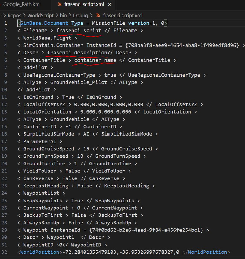 MSFS Worldscript generator using Google Earth Path / GUID's ...