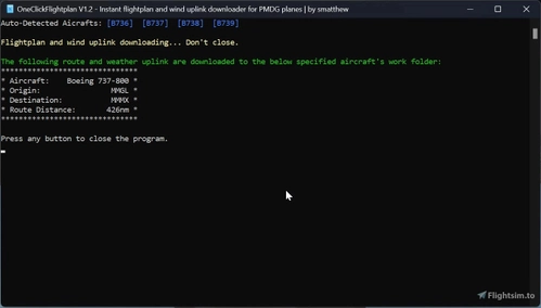 OneClickFlightplan - Instant flightplan and wind uplink downloader for PMDG