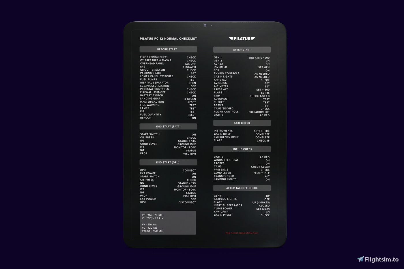 Pc 12 Checklist.pdf Pilatus PC12 Normal Checklist - Dark Edition för Microsoft Flight ...