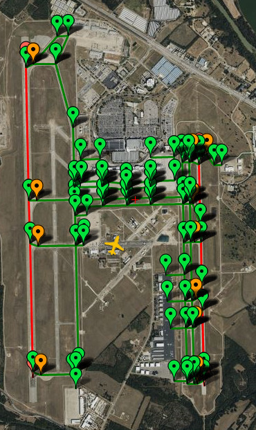 PILOT2ATC - KAUS Austin, Texas USA, taxiways and gates