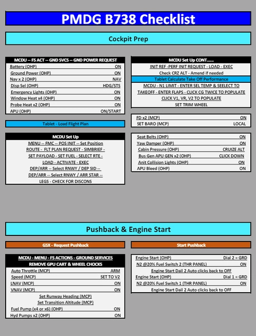 PMDG 737-800 Checklist
