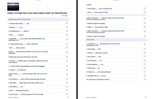 PMDG 737-800 Checklist