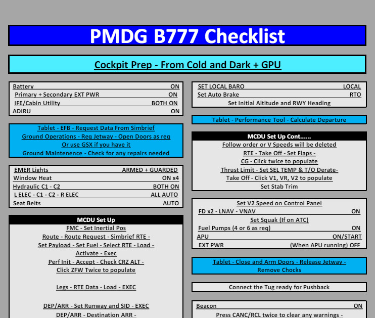 PMDG 777-300ER Checklist - Image 1
