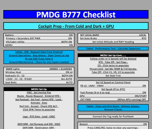 PMDG 777-300ER Checklist