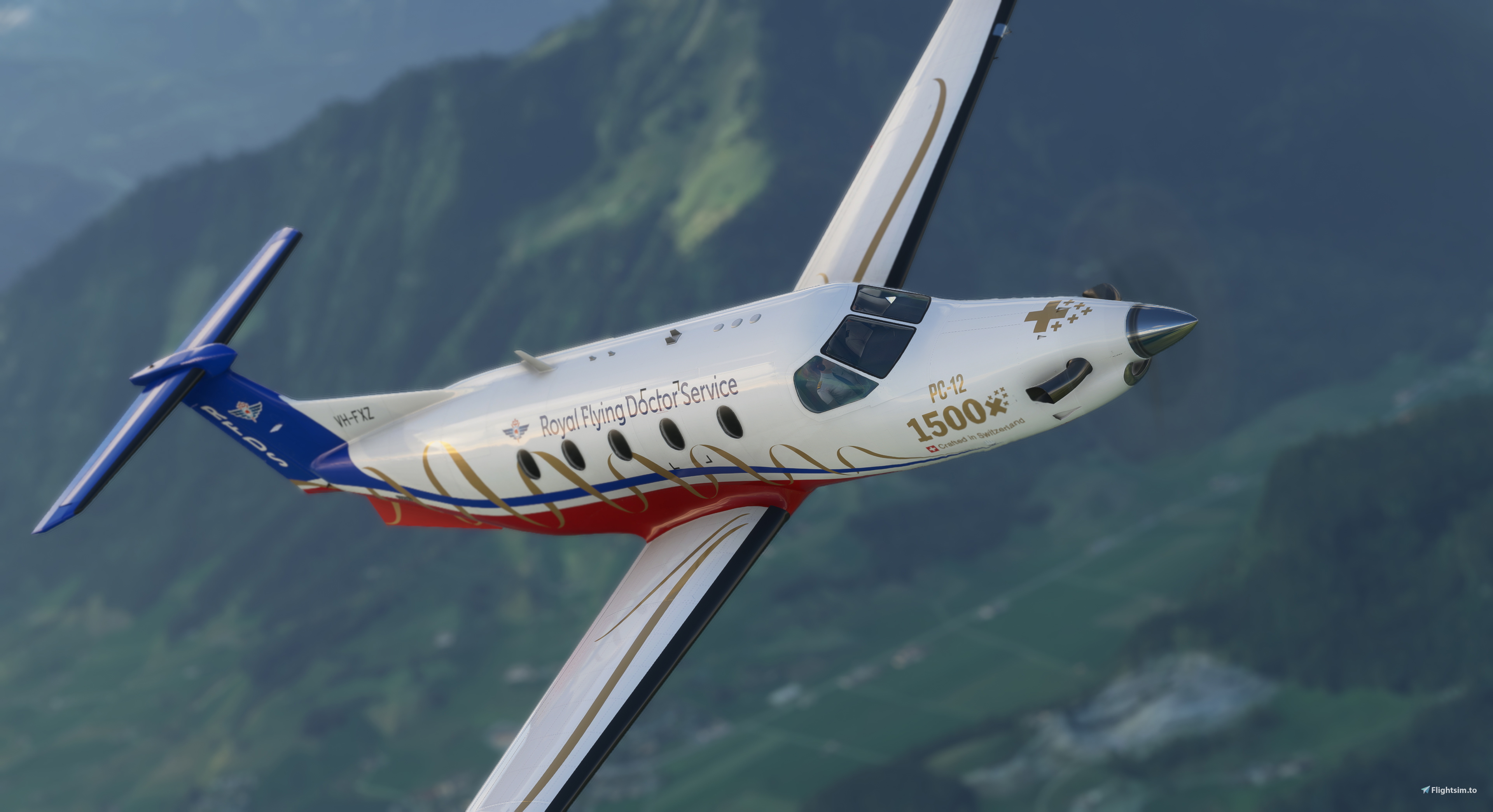 SWS PC-12 RFDS VH-FXZ '1500th PC-12' scheme - Image 1