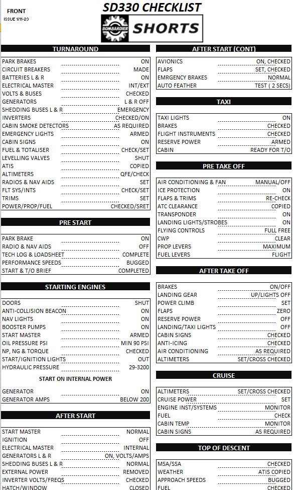 Shorts 330 checklist - Image 1
