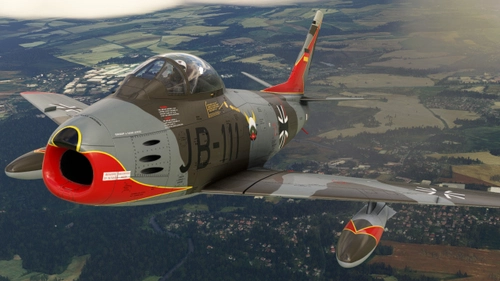 Shrike F-86 ( Canadair CL13 Mk.5 ) JB-111  Luftwaffe 1./JG-72 "VIKINGS", Leck ca. 1963