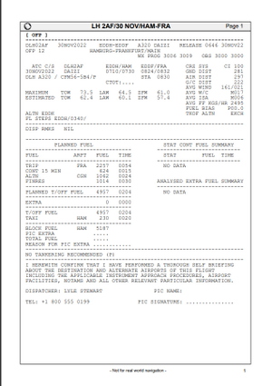 Sim Brief Example Simbrief OFP Samples - Miscellaneous for MSFS | Flightsim.to