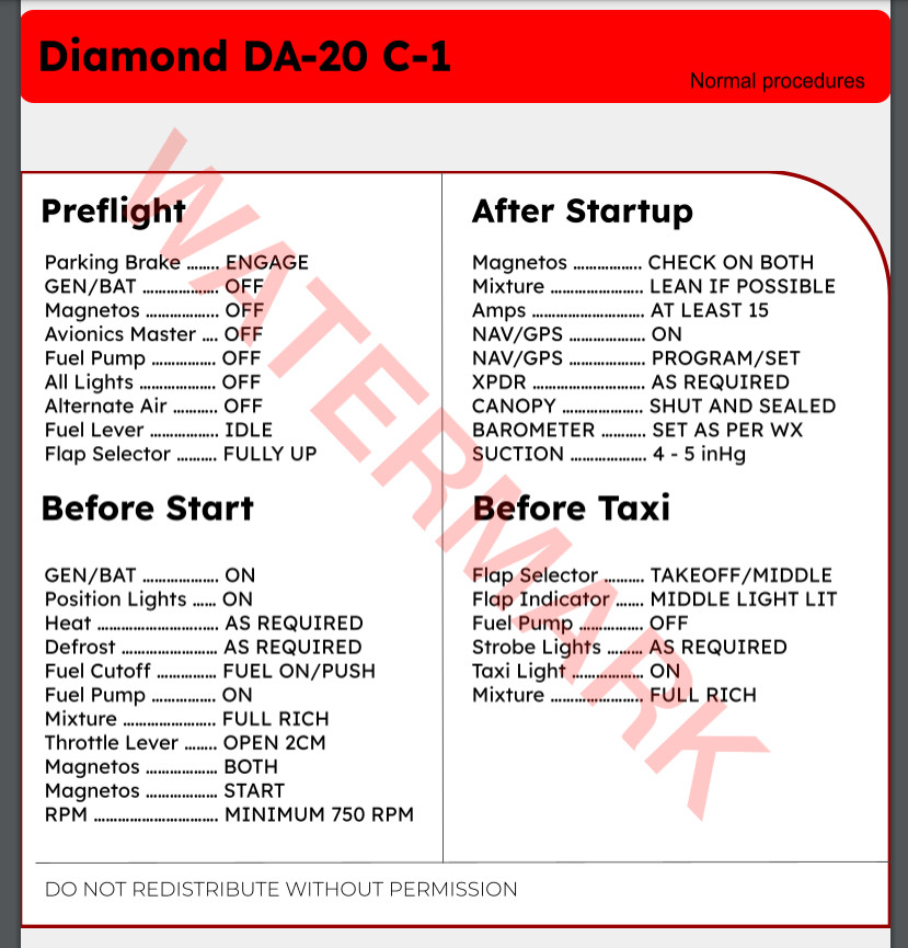 SimSolutions DA-20 Normal Ops Checklist for Microsoft Flight Simulator ...