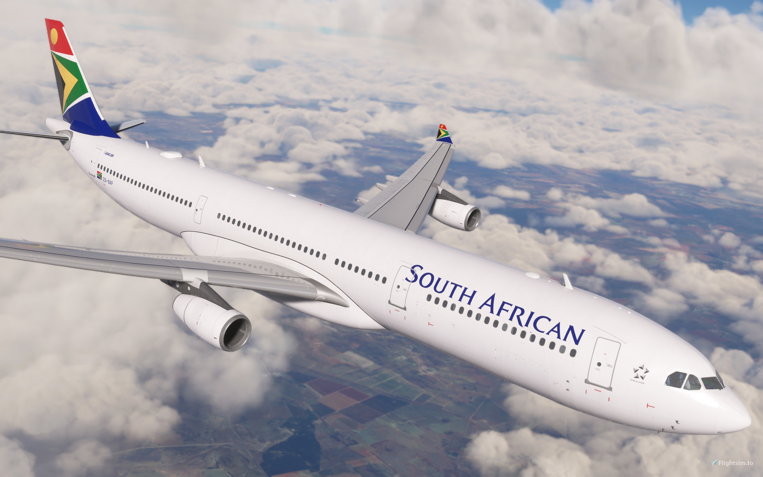 South African Airways A340-300 ZS-SXF LatinVFR for Microsoft