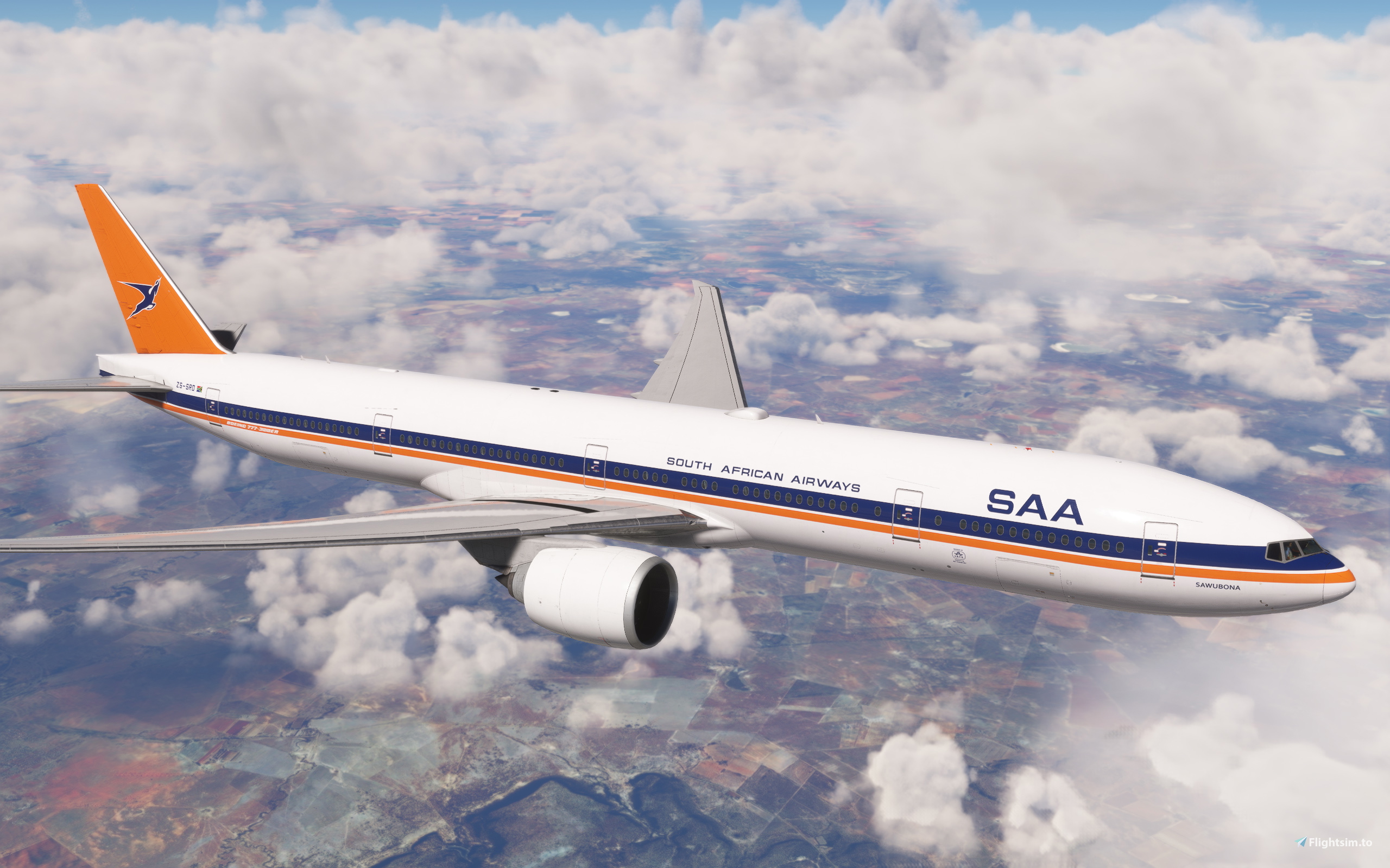 South African Airways Retro Boeing 777-300ER PMDG ZS-SRD