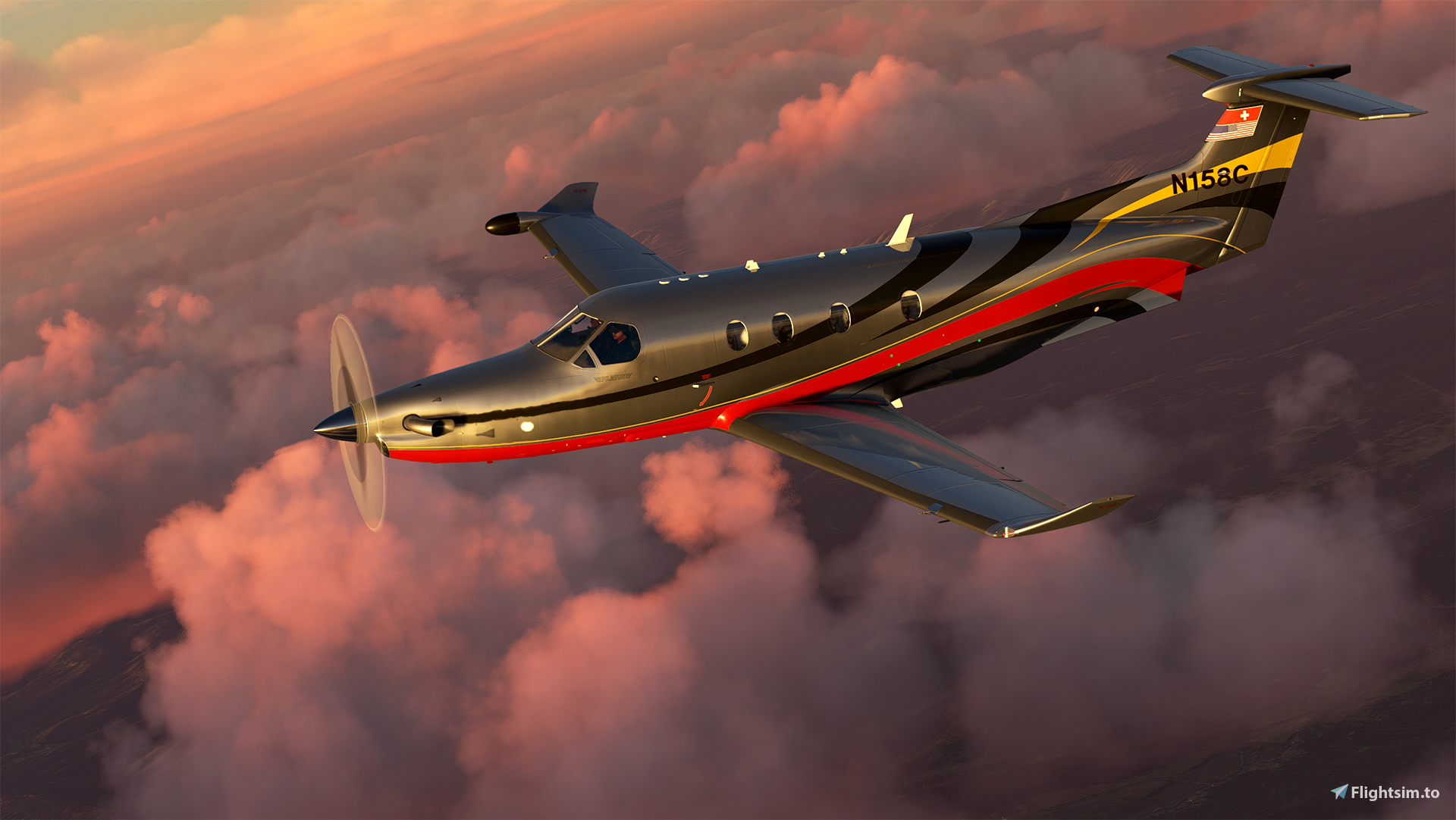 SWS Pilatus PC-12/47 - N158C with Dynamic Registration - Aircraft