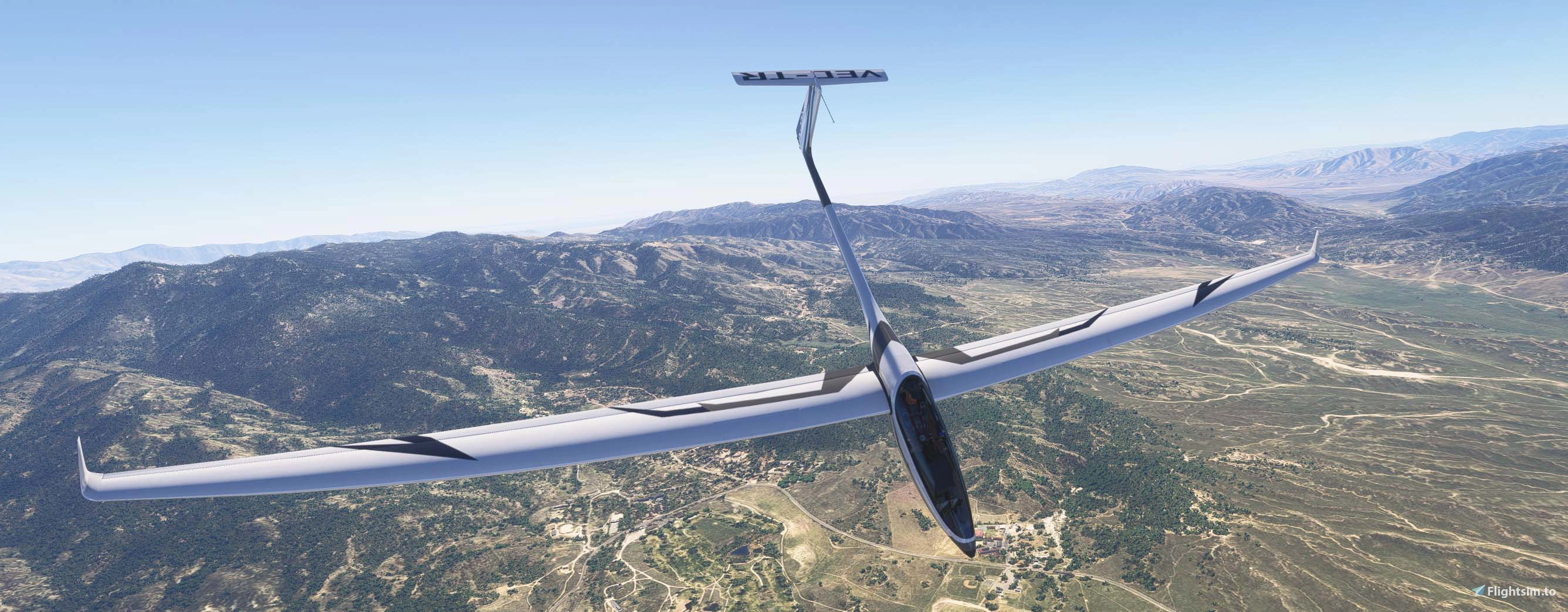 Diana 2 in flight over mountainous terrain