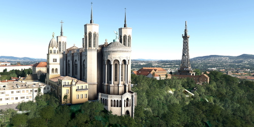 Ultralight Sightseeing - France - Lyon - Basilica of Notre-Dame de Fourviere - Metallic Tower