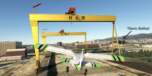 Ultralight Sightseeing - Northern Ireland - Titanic Belfast - Samson and Goliath Cranes