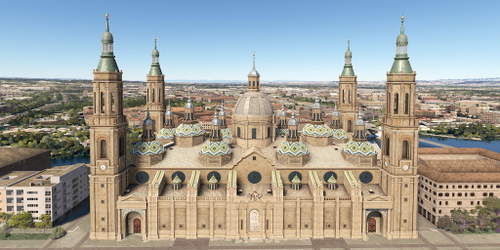 Ultralight Sightseeing - Spain - Zaragoza - Basilica of Our Lady of the Pillar - Bridge Pavilion