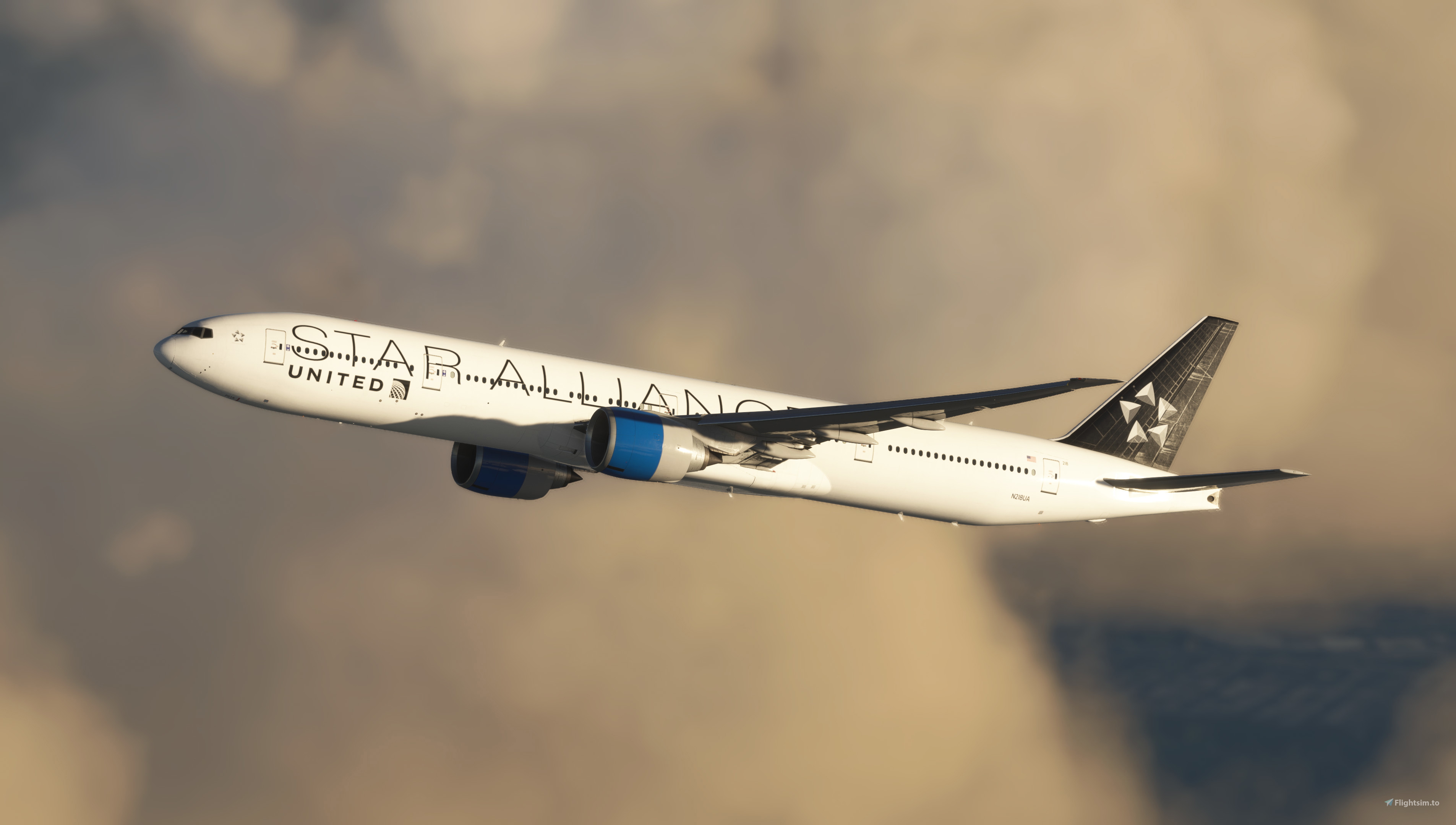 United Airlines Star Alliance Fictional N218UA PMDG Boeing 777