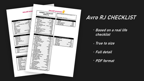Avro RJ complete checklist - Malmö Aviation (SCW)