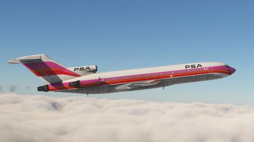 Pacific Southwest (PSA) "Pink" N550PS w/Cabin | FlightSim Studios B727 Passenger