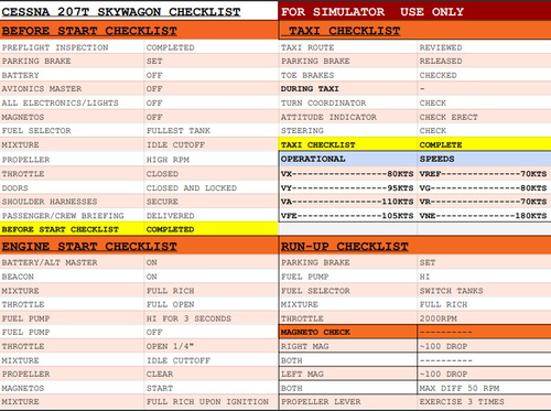 Cessna T207A Turbo Stationair Checklist by ElevatedSky