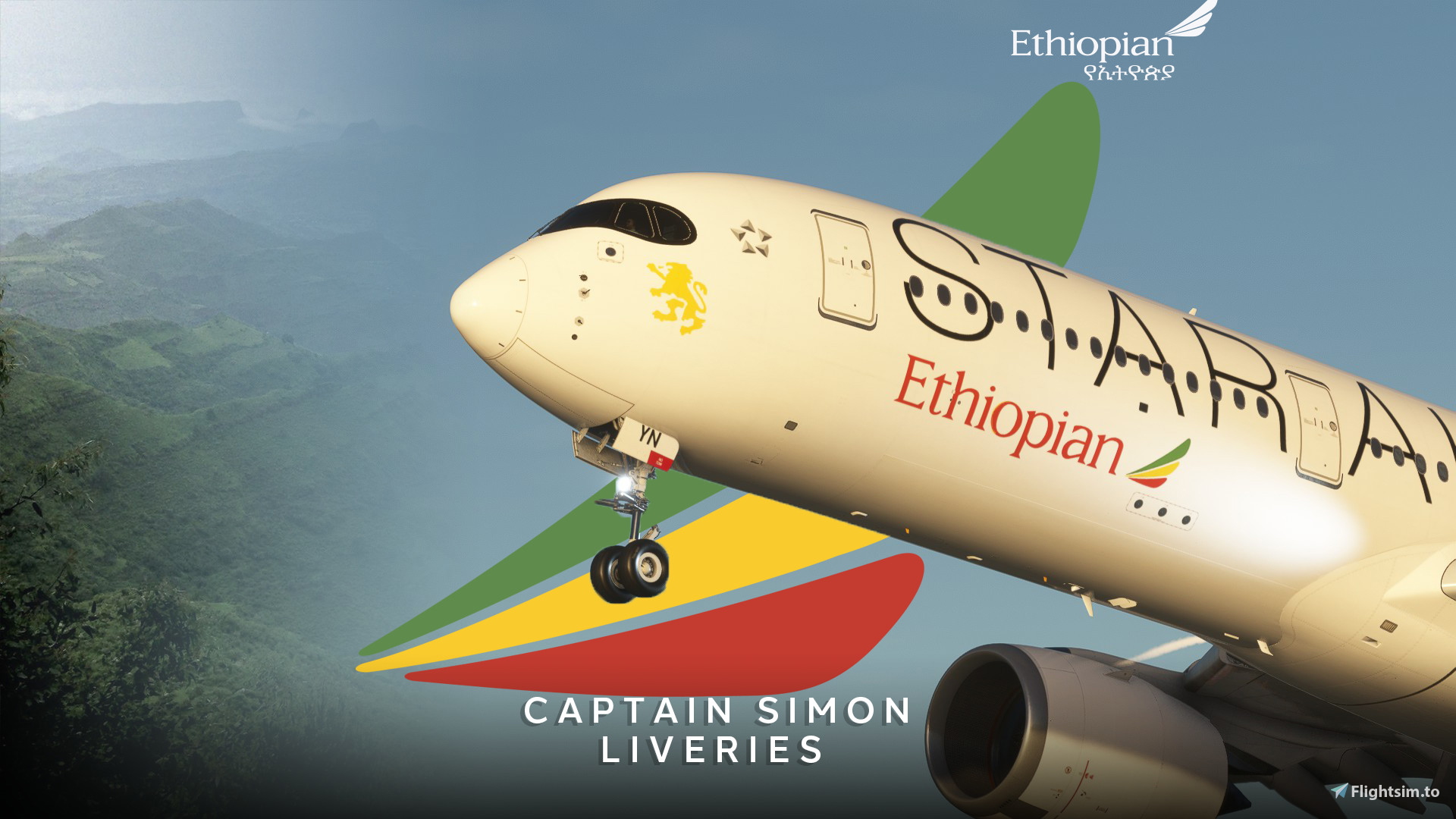 iniBuild A350-900 Ethiopian Airlines (Star Alliance colors) - ET-AYN 4K - Image 1
