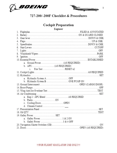 727-200/-200F Checklist