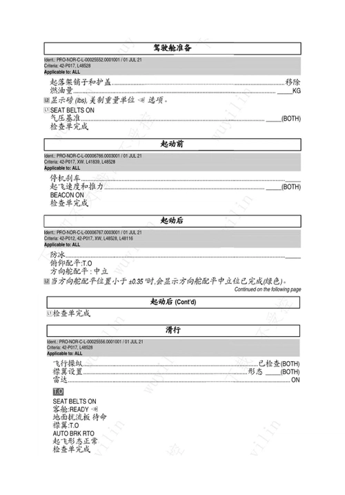 New A350 Normal Checklist (Chinese)