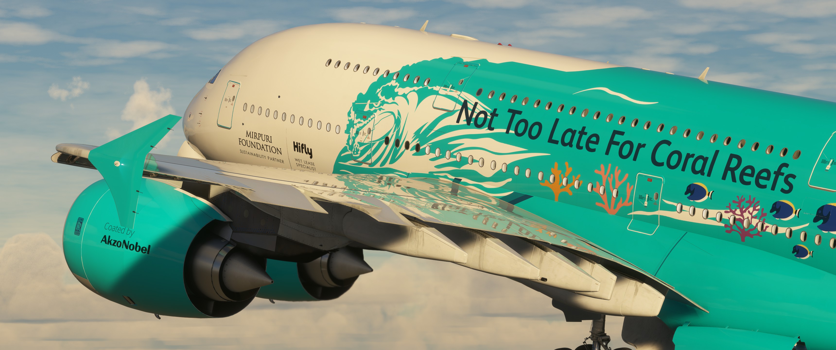 9H-MIP | 8K & 4K | Hi Fly "Save the Coral Reefs" Livery | FlyByWire A388X - Image 1