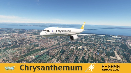 FYCYC C919 菊花航空 Chrysanthemum Airline First C919 livery B-GH9G 8K | Fictional