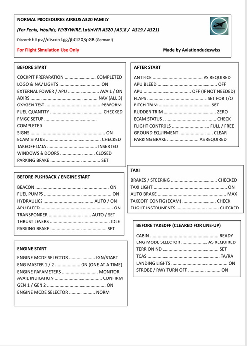 A320 Family Checklist