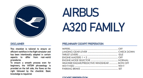 A320 Family Checklist / Flows / VatSim / Beyond ATC Phraseology