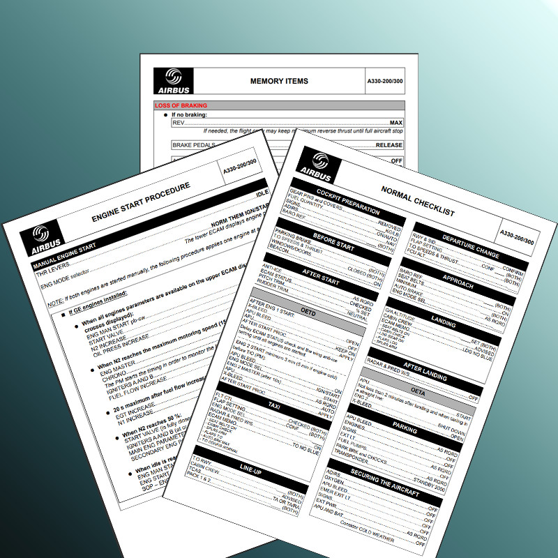 Checklists for Airbus A330-200 on Microsoft Flight Simulator