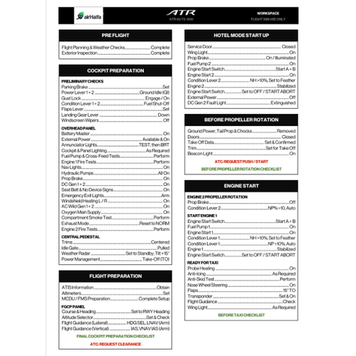 Air Haifa Checklist 