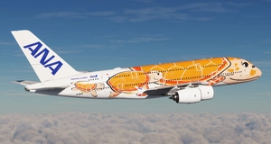All Nippon Airways (ANA) Flying Honu - Ka La (Red-Orange Turtle) | JA383A | FlyByWire A380X [8K/4K] thumbnail 3
