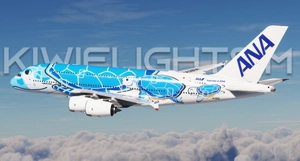 All Nippon Airways (ANA) Flying Honu - Lani (Blue Turtle) | JA381A | FlyByWire Airbus A380X [8K/4K] thumbnail 1